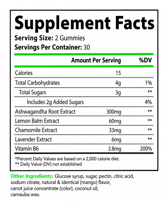 Ashwagandha + Vitamin B6 Vegan Gummies EU-3