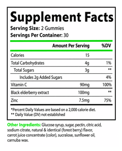 Elderberry + Vitamin C + Zinc Gummies EU-3