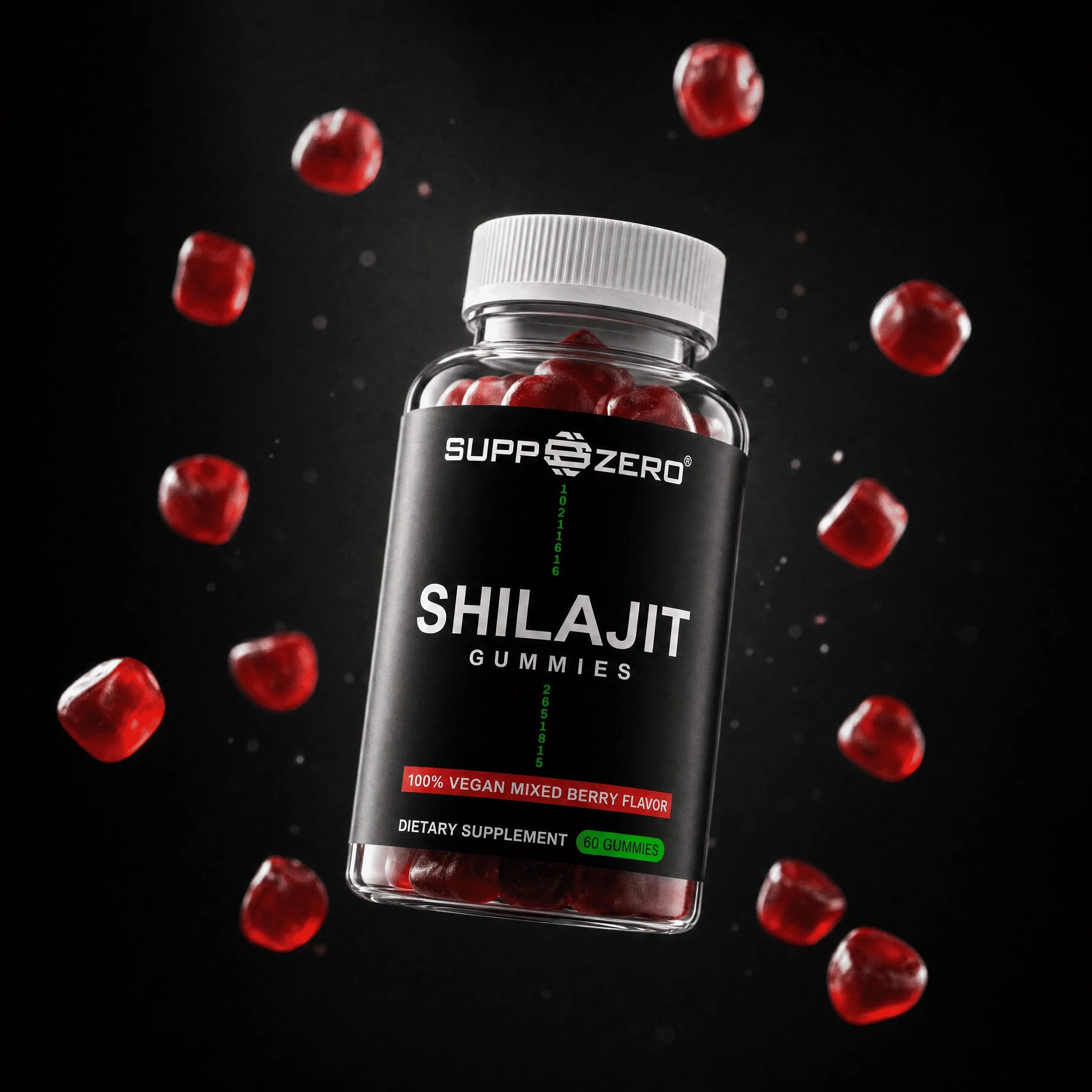 Premium Shilajit Vegan Gummies 1000 + Vitamins C, B6, B12 EU-1