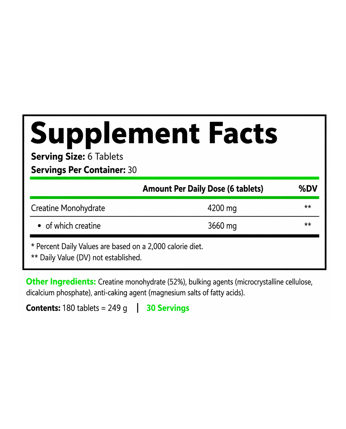 Creatine Monohydrate – 180 vegan tablets EU-3