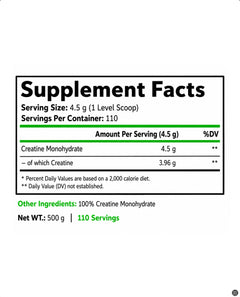 SUPPZERO Creatine Monohydrate - 500g EU-3